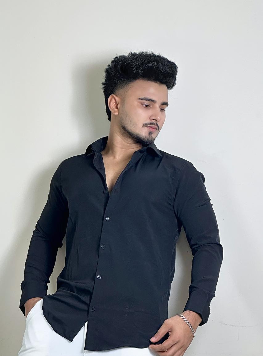 Black Colour China Formal Shirt Crushed